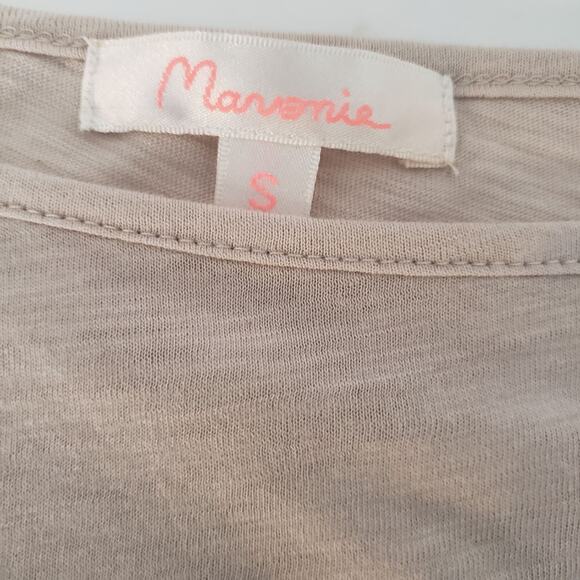 Mavonie Beige SIZE S Fringe Short Sleeve Boho Batwing Poncho Top Cowgirl Western - Picture 5 of 10